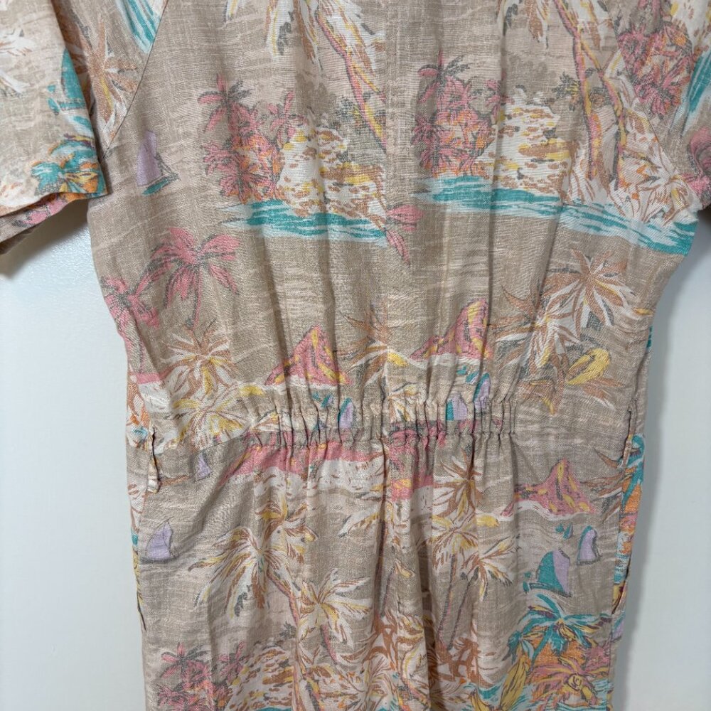 Tropical Pattern, Button Front Gap Utility Style … - image 3